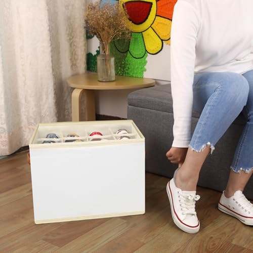 Patinao Shoe Storage Box Organizer for Closet - Space Saver Shoes Containers Bin with Clear Lids Stackable, Can Fit Ottoman, Foldable Shoe Rack Cabinet Cubby for Wardrobe (1 Pack) - size: 1 Pack