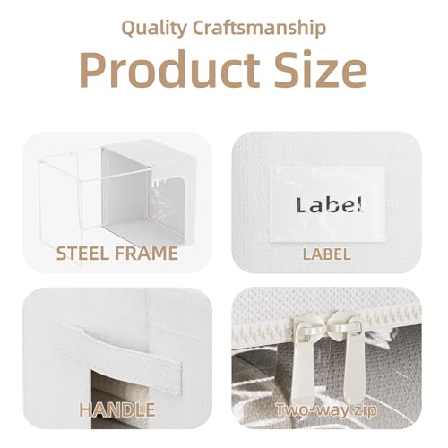 FHSQX 8 Pack Clothes Storage Bins - Foldable Storage Bins for Clothes Fabric Storage Box with Metal Frame (Cream White, 15.7x11.8x9.8 inch) - color: Cream White, size: 15.7x11.8x9.8 inch
