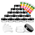 50 Pack 5 Gram 0.17OZ Clear Plastic Containers with Lids, Small Round Cosmetic Jars Makeup Travel Containers Jar for Cream, Bead, Eye Shadow, Samples, Jewelry, Lotions, Powders, Glitters Lip Gloss - color: Black Lid, size: 0.17 Ounce