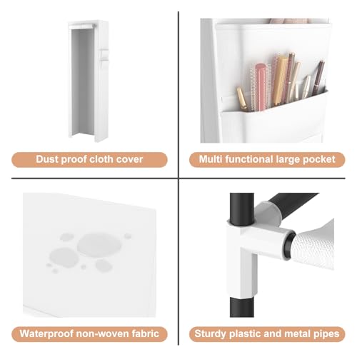 VTRIN Vertical Narrow Shoe Rack Organizer Tall Shoe Rack for Closet Entryway 10 Tier Non-Woven Cover Shoe Shelf Holds 20-22 Pairs Free Standing Shoe Storage Cabinet with Dustproof Cover, White - color: White, size: 17.7"W x11.8"D x 68.9"H