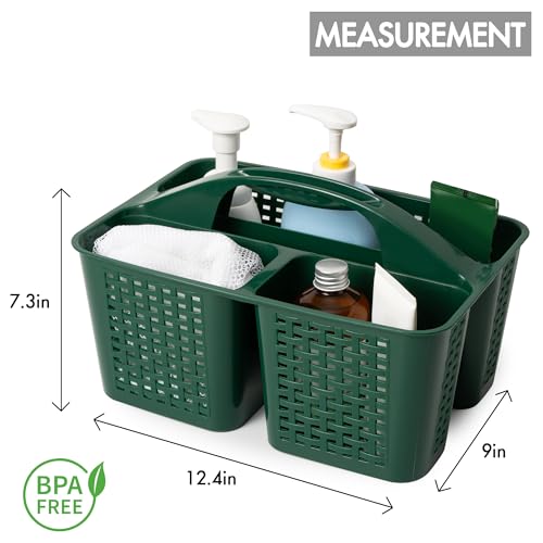 Tiawudi Portable Shower Caddy, Caddy Organizer with Handle, Plastic Shower Basket Hold Soap, Shampoo, Hair Supplies and Beauty Products, Cleaning Supplies Organizer for Home, Dorm, Shelf and Cabinet - color: Green