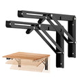 Ravinte 2 Pack 12 Inch Folding Shelf Brackets – Matte Black, Heavy Duty Collapsible Brackets for Tables and Benches – Space-Saving Design - size: 12 Inch
