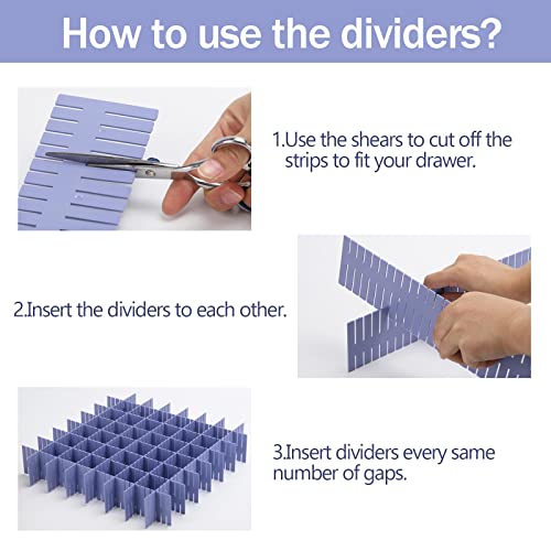 acDesign 40Pcs Grid Drawer Dividers, Adjustable Drawer Organizer for Socks, Underwear, Lingerie, Makeup, Bedroom Office Kitchen Storage (Blue) - color: Blue