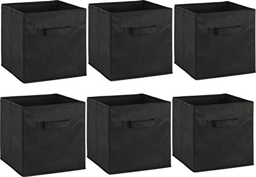 Simple Houseware Foldable Cube Storage Bins, 11-Inch Black, 6-Pack Fabric Cubes Organizer for Closet or Shelves - color: Black