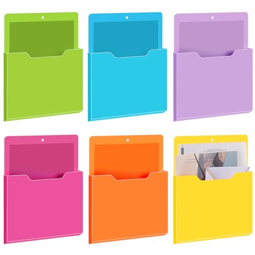 Fuutreo 6 Pcs Magnetic Wall File Organizer Magnetic Wall File Holder Refrigerator Magazine Holder for Mail Letters Paper(Bright Color,Vertical-large) - color: Bright Color, size: Vertical-Large