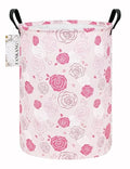 FANKANG Storage Basket, Nursery Hamper Canvas Laundry Basket Foldable with Waterproof PE Coating Large Storage Baskets for Kids Boys and Girls, Office, Bedroom, Clothes,Toys(Pink roses) - color: Pink roses