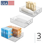 iDesign Divided Pantry Bin with Handles for Pantry, Refrigerator, or Freezer - Set of 3 - Clear - style: Pack of 3