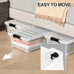 4 Packs 20 Quarts Under Bed Plastic Storage Bins with Lids, Clear Underbed Storage Containers with Wheels