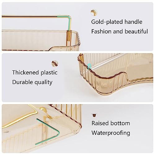 YCIA&DONE Corner Bathroom Counter Organizer, Makeup Organizer for Vanity, Skincare Cosmetic Perfume Tray, Corner Countertop Shelf Rack Storage for Bathroom Kitchen 1 Tier (Amber Gold) - color: Yellow, size: 1-Tier