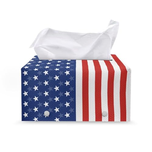 America 250 Print Tissue Box Cover, Rectangle Leather Tissue Cover Waterproof Tissues Holder Decorative Organizer with Fashion Prints Home Decor Items - color: America 250 Print 02