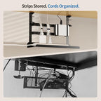 YECAYE Under Desk Cable Management Tray, No Drill Clamp Mount Metal Cable Management Tray with Desk Protection Pads, Under Desk Organizer Easy Installation with Hook & Loop Straps for Home Office