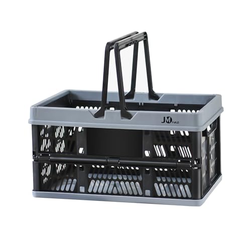 20 L Collapsible Shopping Basket, plastic basket, Basket with Handle, M (Black) - color: Black