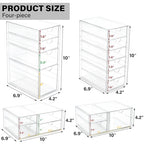 Prsildan Acrylic Drawer Organizer with 17 Drawers, Craft Office Desk Makeup Organizers Accessories, Set of 4 Clear Stackable Storage Drawers for Vanity, Countertop, Jewelry, Art Supply Organization - style: 17 Drawers