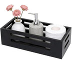 Black Bathroom Basket Wooden Toilet Tank Paper Basket with Handles-Black Decor Box-Home&Bathroom Storage Organizer