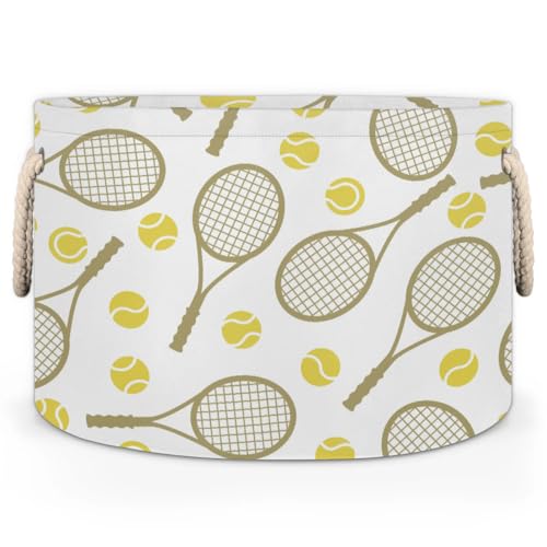 Pardick Large Round Storage Basket Sports Tennis Collapsible Circle Storage Bin Laundry Hamper With Handle for Kids Boy Girls Toy Bedroom Living Room Nursery Home Room Decor Storage Organizer - color: A05:Sports Tennis