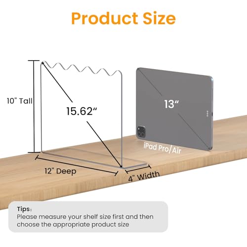 OKPOW Shelf Dividers for Closet Organization: 10" Tall X 12" Deep, Acrylic Clear Separators for Clothes, Vertical Shelf Dividers, Storage for Sweater Purse Handbag Shirts, 8 Pack - color: 8 Pack, size: 10" Tall X 12" Deep