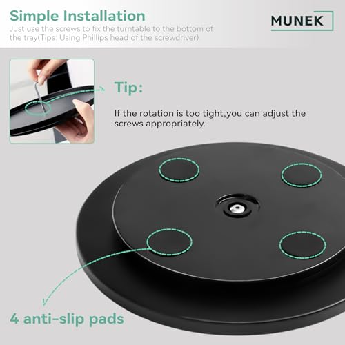 MUNEK 9" Lazy Susan Organizer,2 Tier Rotating Spice Rack Organization,Metal Lazy Susan for Table Top,Pantry, Bathroom, Vanity, Black - size: 2 Tier