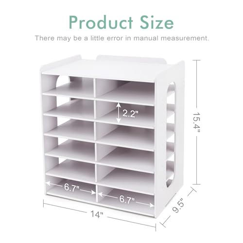 SONGWAY Desktop Mail Sorter Organizer - Small File Organizer for Desk, Desk Bills Storage, 12 Slots Ink Pad and Stamp Pad Storage Rack - size: 7-tier&12-slots