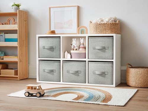LayerSpace 4 Pack Foldable Fabric Closet Storage Bins, 11Inch Organizer Cubes with Handles, Linen Storage Boxes for Clothes, Toys, Books and Home Organization,Gray - color: Light Gray, size: 4pcs-11"x11"x11"