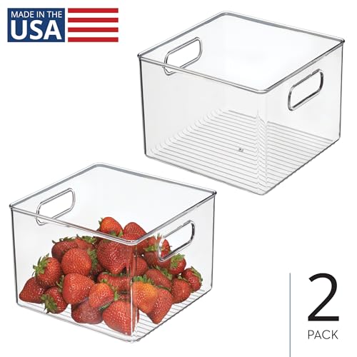 iDesign Pantry Storage Bin with Handles for Kitchen Cabinets or Fridge - Set of 2 - Clear - Made in USA - style: Pack of 2