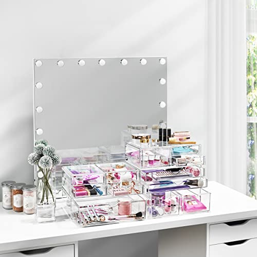 Sorbus Large Stackable Acrylic Drawers - 4 Clear Storage Drawers for Organizing Make up, Nail Polish, Hair Accessories, and Beauty Supplies - Makeup Organizer for Vanity, Bathroom Organizer Countertop - color: 4 Drawers