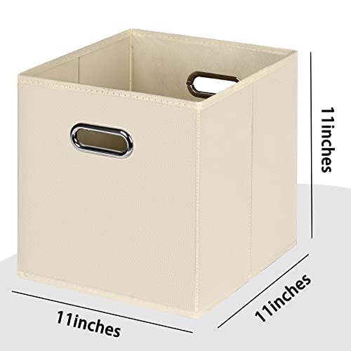 Black Foldable Storage Cubes Bins , Fabric Storage Box Cubes Organizer Baskets with Dual Handles for Home Organizer(Creamy-White) - color: Creamy-White, size: 1 Pack