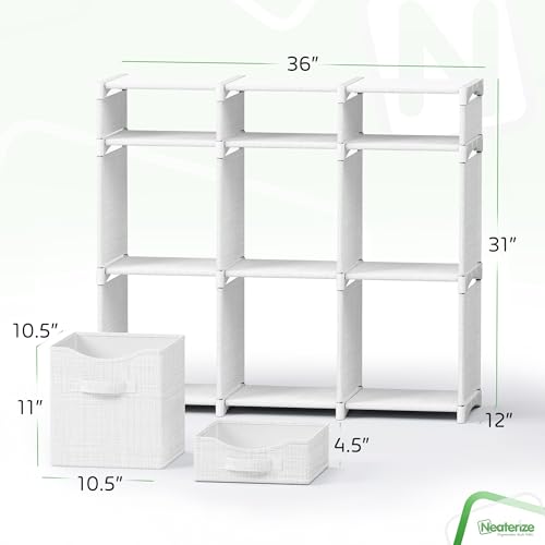 Cube Storage Organizer with Storage Bins Included - The Perfect Closet Organizers and Storage Solution. Includes 9 Storage Cubes, Great For Toy Storage, Closet Storage, Clothes Storage (White-Grey) - color: White-Grey, size: 9 Storage Cubes