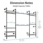 Timate F3 Medium Wall Mounted Clothes rack Expandable Closet, Industrial Pipe Clothing Rack for Hanging Clothes, Heavy Duty Clothes Rack with Shelves, Garment Rack Wall Closet System Black Pipe Closet - color: Black, size: F3 Medium