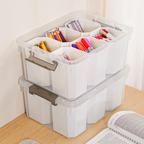 Citylife 17 QT Plastic Storage Bins Clear Storage Box with Lids Multipurpose Stackable Storage Containers for Organizing Tool, Craft, Crayon, 2 Packs - size: 2 Pack-17 QT