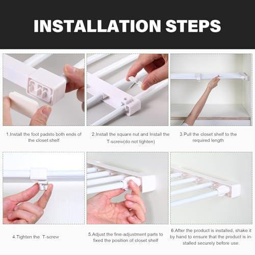 Geetery 4 Pcs Closet Tension Shelf Metal Expandable Closet Shelf Dividers Adjustable DIY Shelf Separators in Closet Tension Rod Storage Rack for Cabinet Kitchen Wardrobe (19.7''-31.5'' X 9.45'') - size: 19.7''-31.5'' x 9.45''