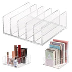 Hipiwe 2-Pack Acrylic File Organizer for Sorting Mail - 5 Slots Letter Sorter Clear Desktop Bill Divider Holder for Paper Envelope Document Book Cash Money Eyeshadow Makeup Palette