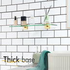 KOKOSIRI Wall Shelves 20-Inch Floating Tempered Glass Shelf Bathroom Hardware Kitchen Hanging Rack Shower Storage, Brushed Gold Stainless Steel B1107BG-L20 - color: Brushed Gold, size: 20-Inch