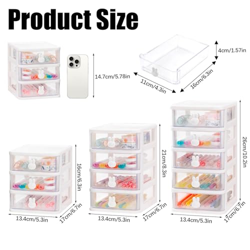 Desk Organizer with Drawer, Stackable Makeup Organizer White, Small Plastic Storage Box for Desktop, Bathroom Counter or Dresser, School, Home, Office (3 Tier) - color: White 3 Tier