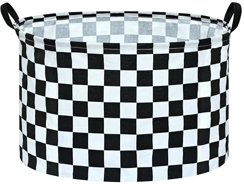 Checkered Storage Basket Extra Large 80L Kids Hamper Baby Laundry Basket Waterproof Toys Car Organizer Collapsible Canvas for Home/Dorm/Pet/Office/Closet/Shelf/Gift Baskets - color: Checkered