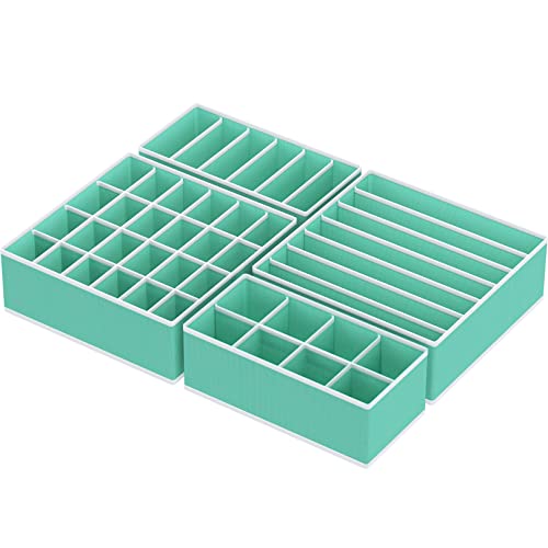 Simple Houseware 4-Pack Drawer Organizer Set - Closet Dividers for Underwear, Socks, Bras, Scarves, Ties - Foldable Non-Woven Storage Boxes, Turquoise - color: Turquoise, size: 4 Pack