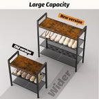 WIN4ALL Shoe Rack for Front Door Entrance, 4 Tier Shoe Rack for Entryway, 12-16 Pairs of Shoes, Metal Shoe Rack Organizer, Free Standing Shoe Rack for Closet (Black+Rustic Brown) - size: 4 Tier (11.81"D x 29.33"W x 30.31"H)