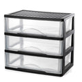 BYCY Medium 3 Drawer Plastic Clear Stacking Desktop Organizer for Office Supplies, Stackable Storage Drawers Storage Bins For Kitchen Cabinets, Pantry, Home Organization (Black, Medium 3Drawer) - size: Medium 3Drawer