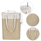 i BKGOO Laundry Basket with Handles Beige&Khaki-Slim Laundry Bin Collapsible Dirty Clothes Basket Narrow Laundry Bag Foldable Dirty Hamper for Camping, Dorms, Apartments - color: Beige&Khaki