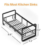 HULISEN Large Sponge Holder, 304 Stainless Steel Kitchen Soap Dispenser Caddy Organizer, Countertop Soap Dish Rack Drainer with Removable Drain Tray, not Including Dispenser and Brush, Black - color: Black, size: Large