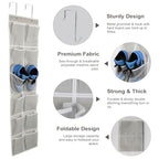 GOMAJI Over the Door 12 Pocket Hanging Shoe Organizer, Gray - color: Gray