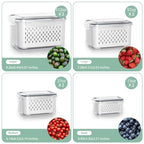 Fruit Storage Containers for Fridge with Removable Colander, 8 Pack Fruit Containers for Fridge with 2 Function Divider Plate, Airtight Storage Container to Keep Berry Fruit Fresh, Dishwasher Safe