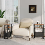 Narrow Side Table with Charging Station Slim End Table Sofa with Magazine Rack, Bedside Table for Small Spaces, 3 Tier Nightstand for Living Room Couch, Bedroom Rustic Brown LET503RE - color: Rustic Brown