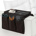 Perfect Life Ideas TV Remote Holder Couch Arm Tray Organizer, 6 Pockets, Black