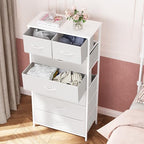 Crestlive Products Vertical Dresser Storage Tower - Sturdy Steel Frame, Wood Top, Easy Pull Fabric Bins, Handles - Organizer Unit for Bedroom, Hallway, Entryway, Closets - 7 Drawers (White) - color: White, style: 7 Drawers