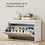 HOMCOM Narrow Shoe Bench with Padded Seat Cushion and Flip-Drawer, Small Entryway Bench Holds up to 265lb, Shoe Cabinet, 31.5x10.2x18.7 Inches, White - color: White, size: 31.5" x 10.2" x 18.7"