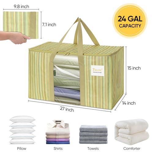 BALEINE 2-Pack Oversized Moving Bags with Reinforced Handles, Heavy-Duty Storage Tote Moving Supplies for Packaging, Camping (Color Stripe, 2-Pack) - color: Color Stripe-Window, size: 2-Pack