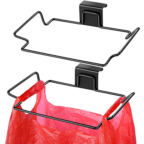 HNYYZL Trash Bag Holder,2 Pack Trash Bag Holder for Cabinet Door and Cupboards,Stainless Steel,Black,Plastic Bag Holder under Sink,Use for Kitchen,Bathroom,Camper,Rv - color: Black
