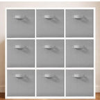 11 Inch Fabric Storage Bins, Storage Cubes, Collapsible Cube Storage Box, Fabric Closet Organizers with Handle for Home, Office, Shelf, Closets, Bedroom, Living Room, Grey, 9 Pack - size: 9 PACK