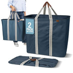 CleverMade Collapsible Laundry Caddy – Foldable Laundry Hamper & Tote, XXL 64L Pop-Up Laundry Basket with Handles, Space-Saving Laundry Organizer for Home & Travel, 2 Pack - LUXE Navy Noir - color: LUXE Navy Noir