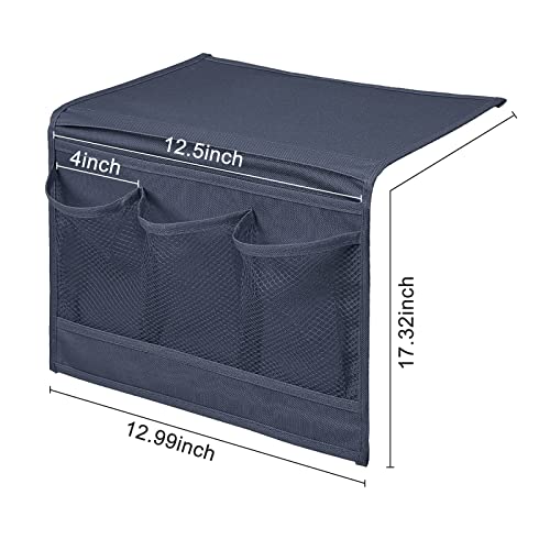 Surblue Bedside Caddy 4 Pockets Bedside Storage Organizer for TV Remote Control Phone Glasses Magazine (Navy) - color: Navy